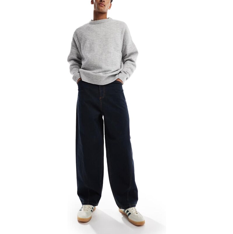COLLUSION X001 antifit jean in dark washed rinse wash-Navy