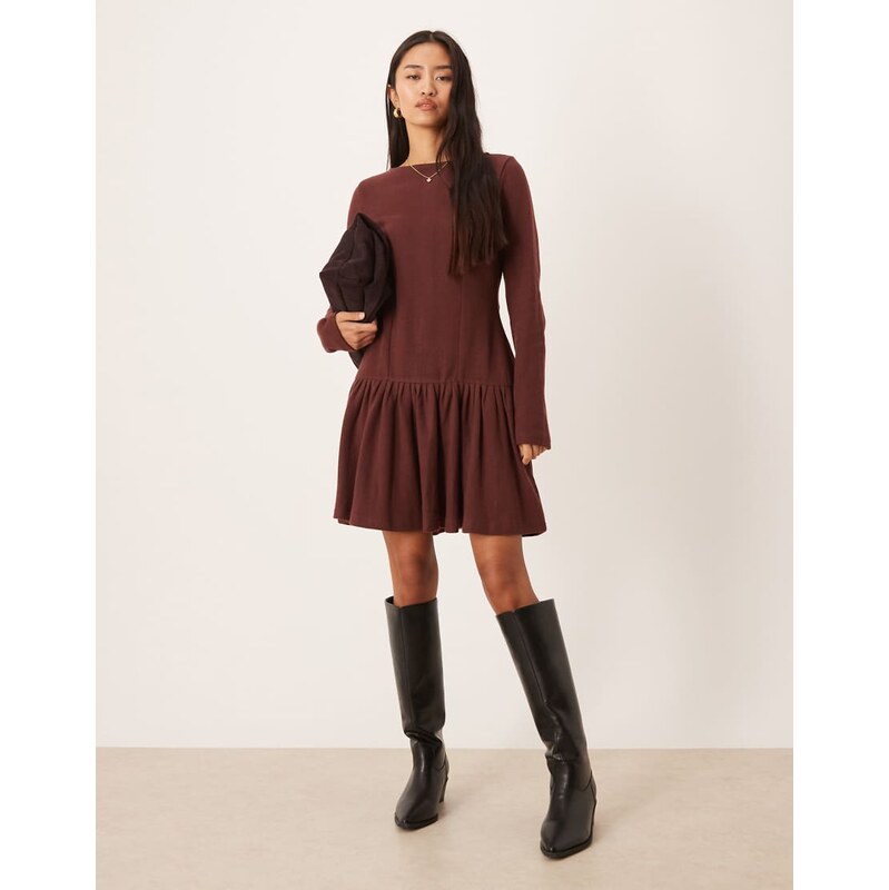 ASOS DESIGN supersoft corset dropped waist detail mini dress in
