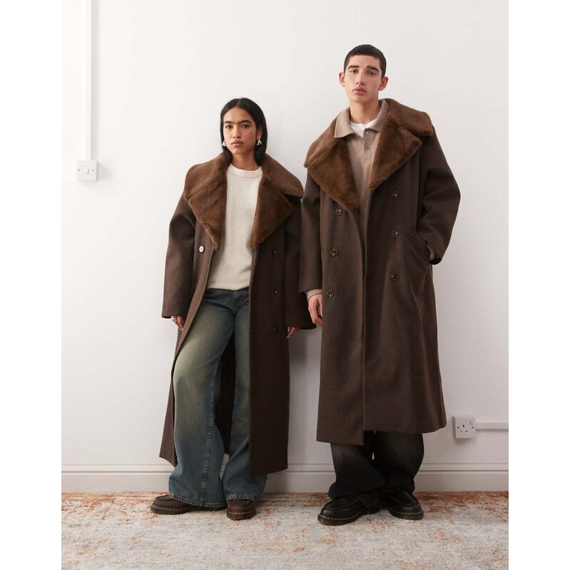 Reclaimed Vintage unisex wool look formal longline coat with