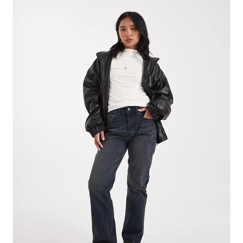 ASOS Petite ASOS DESIGN Petite 90s straight jeans in blue black-Navy 115514685