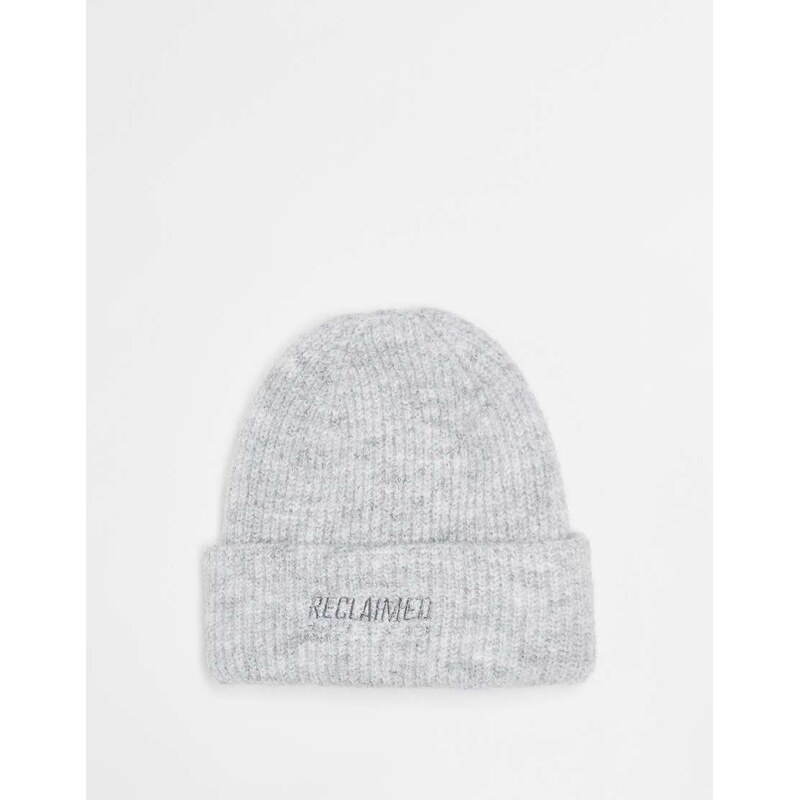 Reclaimed Vintage unisex beanie with branding in grey marl
