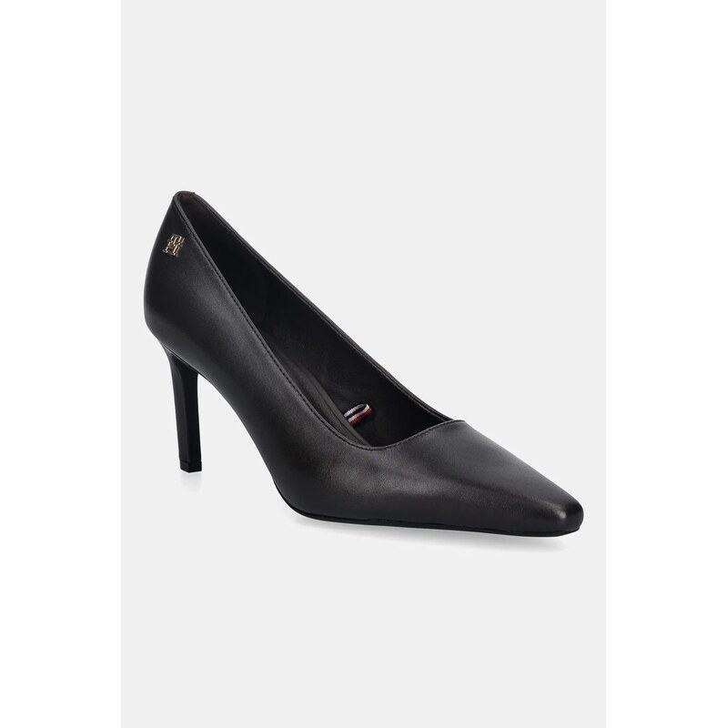 Kožené lodičky Tommy Hilfiger TH LOGO LTH PUMP SLANTED HL