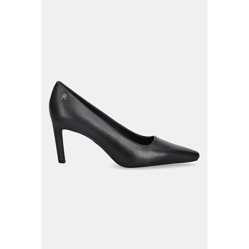 Kožené lodičky Tommy Hilfiger TH LOGO LTH PUMP SLANTED HL