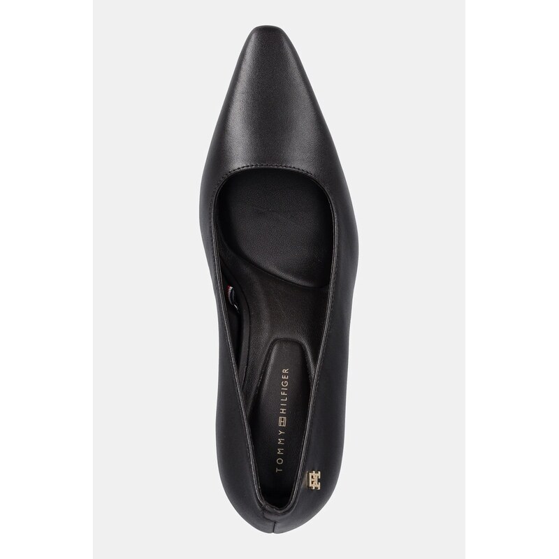 Kožené lodičky Tommy Hilfiger TH LOGO LTH PUMP SLANTED HL
