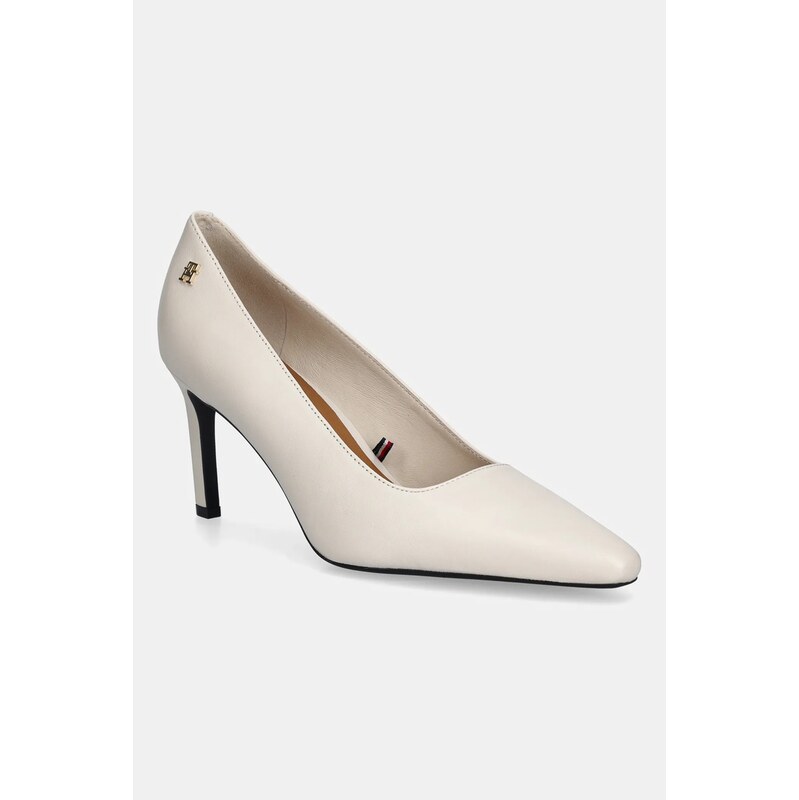 Kožené lodičky Tommy Hilfiger TH LOGO LTH PUMP SLANTED HL 110840509