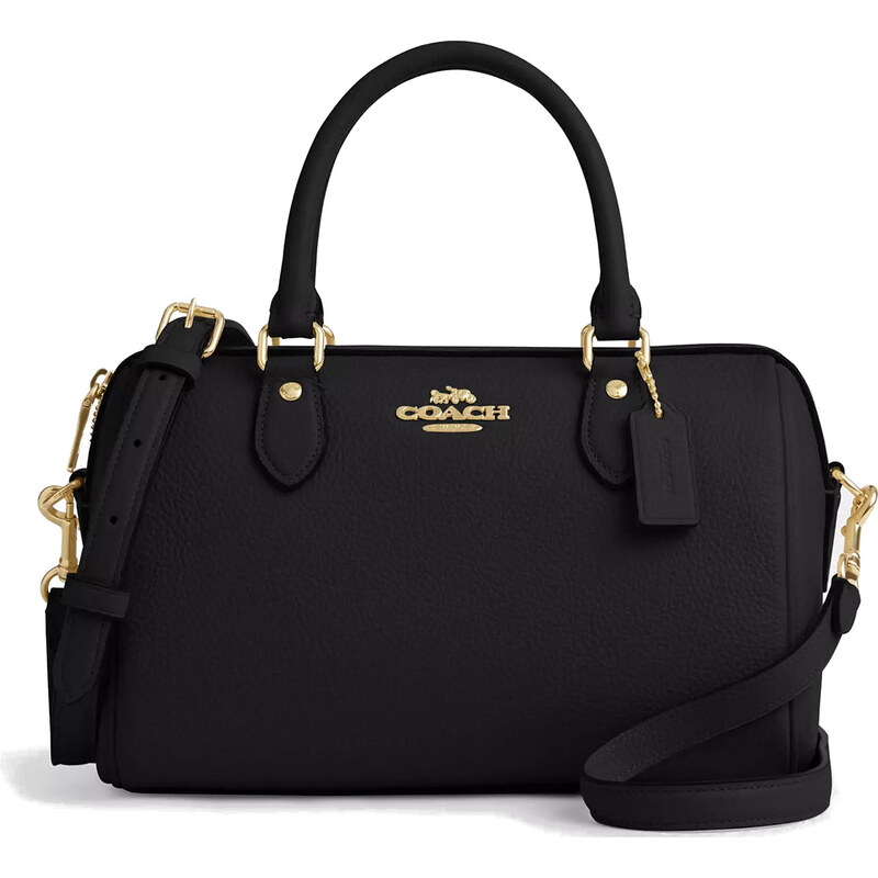 COACH Kabelka Rowan Satchel Bag Pebbled Leather Gold Black