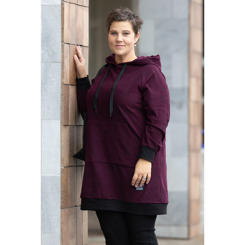 Italy fashion Dlouhá mikina ARTISSO Barva: Bordó, Velikost: UNI: