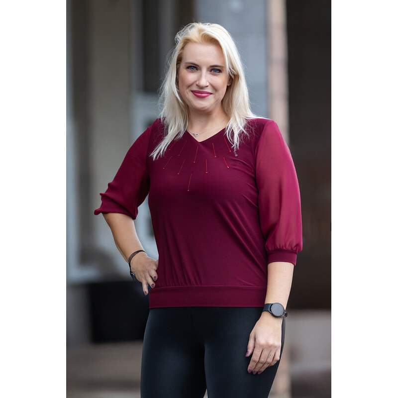 MAGWA Elegantní halenka GLOW Barva: Vínová, Velikost: 38 (M) 109472113
