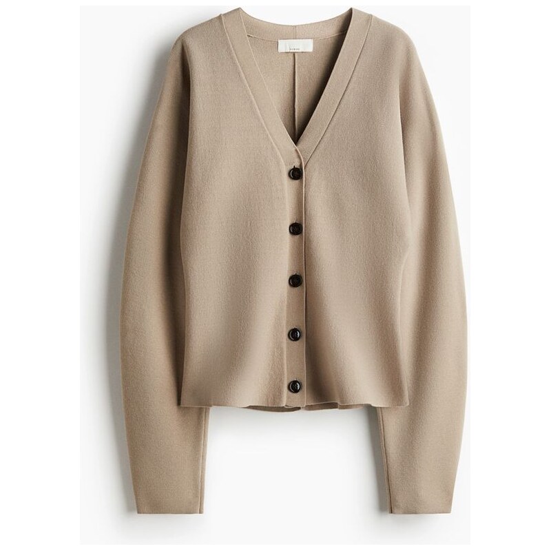 H&M - Propínací svetr z hedvábné směsis volánem peplum - Béžová