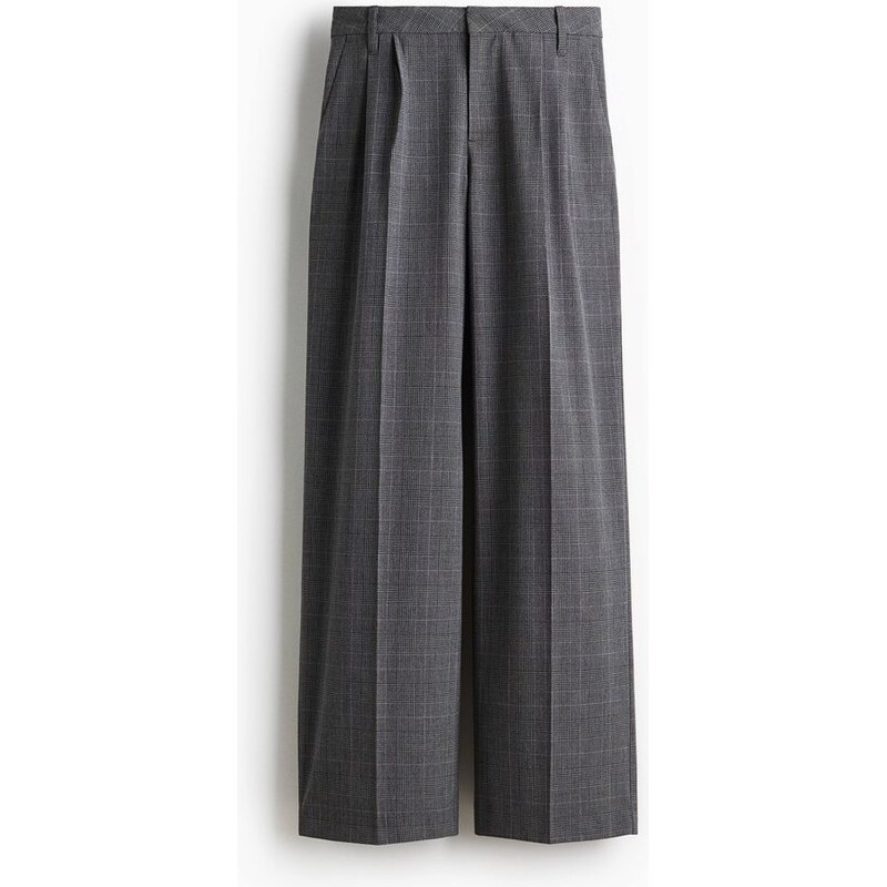 H&M - Široké elegantní kalhoty - Šedá/Kostka