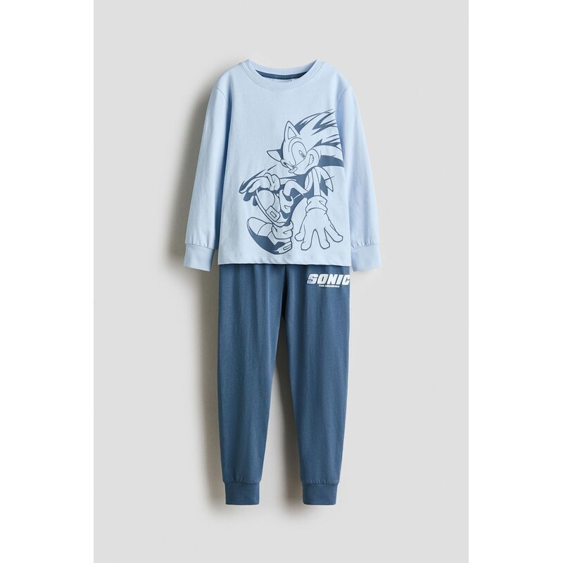H&M - Pyžamo z bavlněného žerzejes potiskem - Modrá/Ježek Sonic