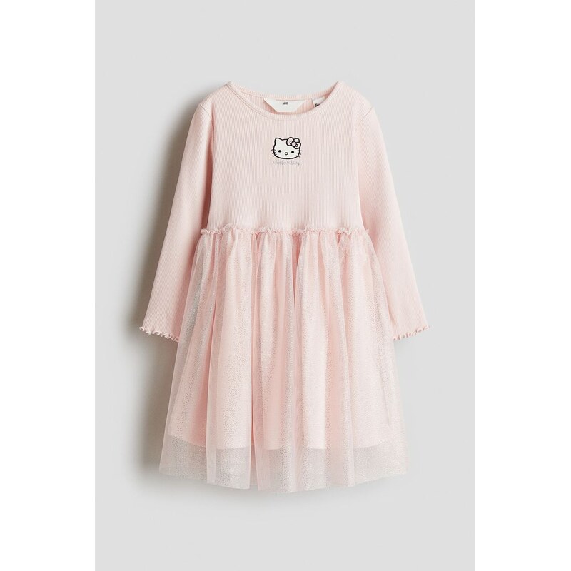 H&M - Tylové šatys motivem - Světle Růžová/Hello Kitty