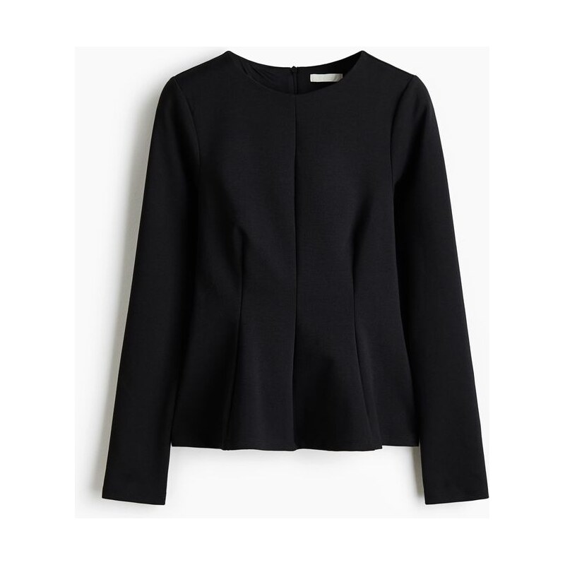 H&M - Žerzejový top peplum - Černá