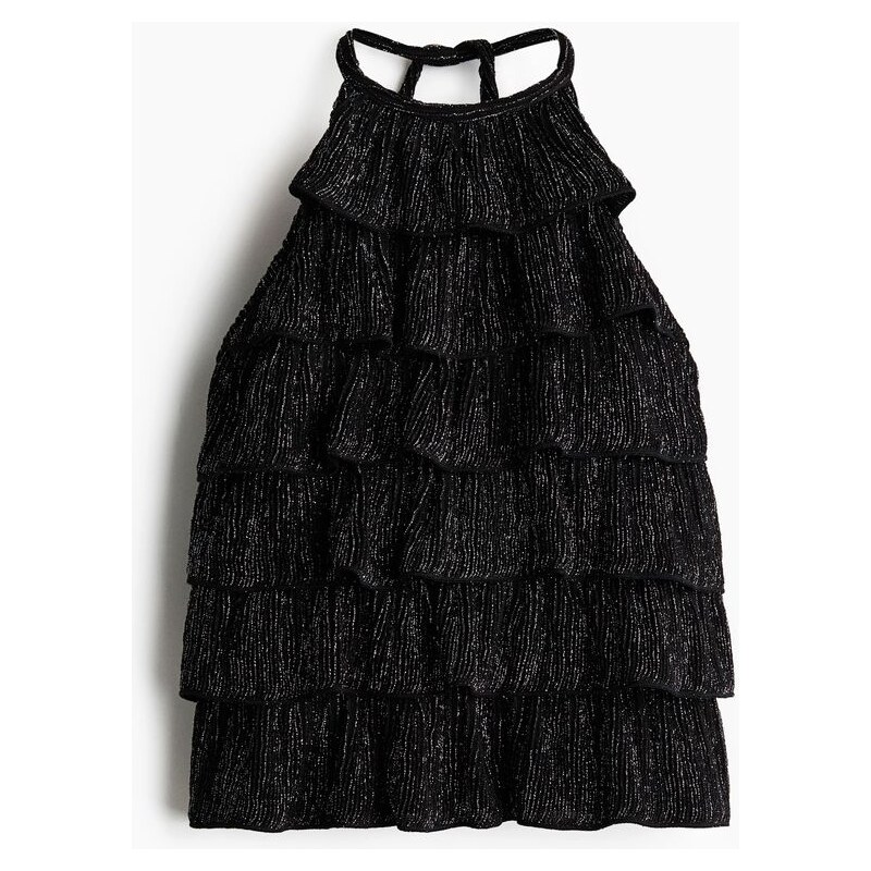 H&M - Top halterneck se stupňovitými volánky - Černá