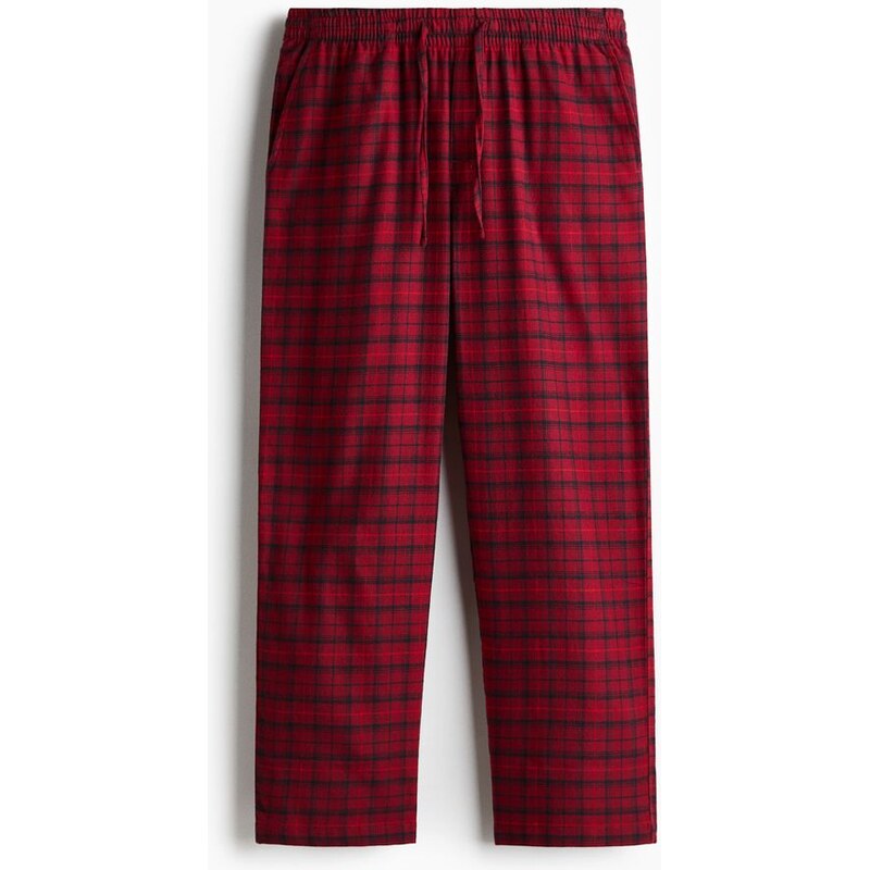 H&M - Flanelové kalhoty Relaxed Fit - Červená/Kostka