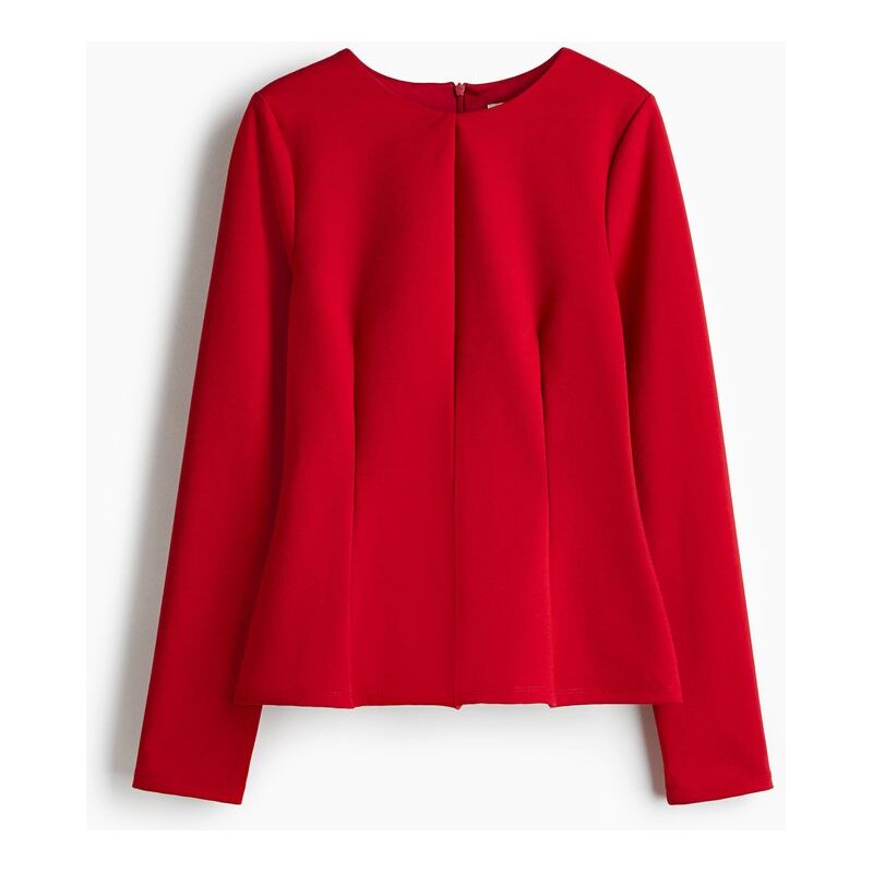 H&M - Žerzejový top peplum - Červená
