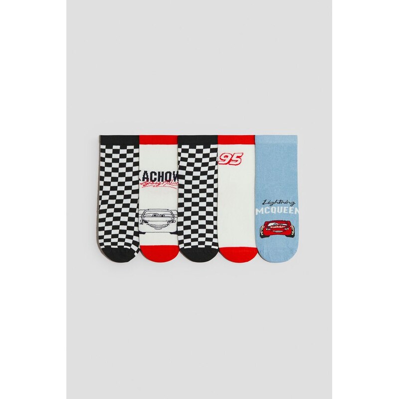 H&M - Vzorované ponožky 5 párů - Modrá/Auta
