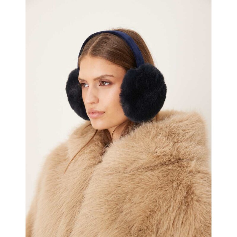 Accessorize luxe faux fur earmuff in navy