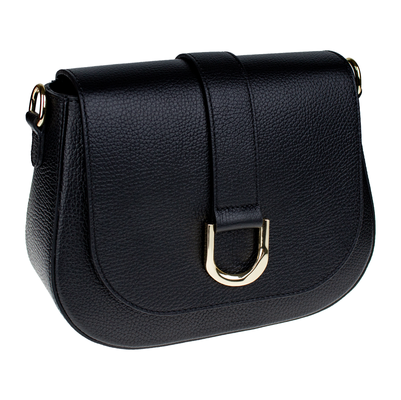 Černá kožená italská crossbody kabelka Debora Nera NovaKabelka