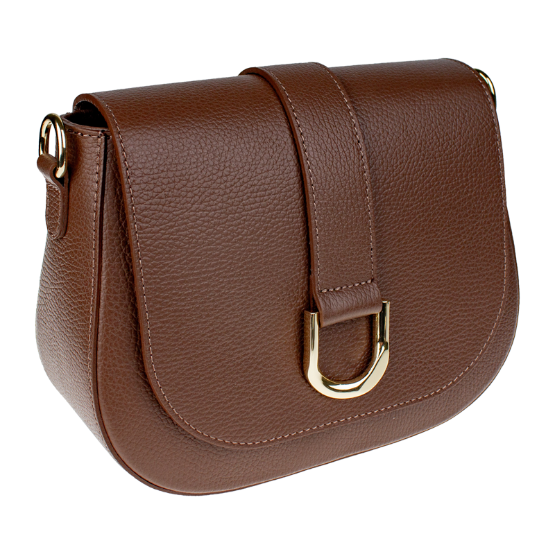 Hnědá kožená italská crossbody kabelka Debora Marrone
