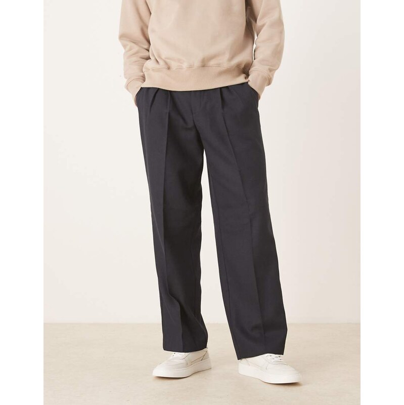 ASOS DESIGN smart wide leg wool mix trousers with inverted pleat