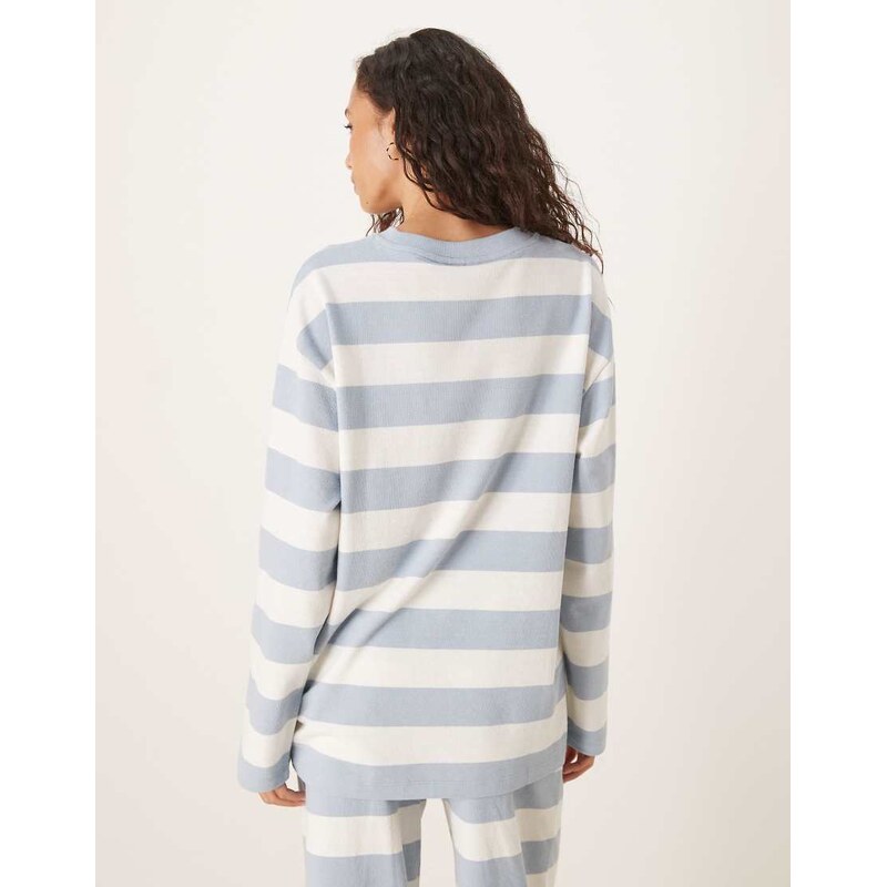ASOS DESIGN textured stripe wide sleeve in blue & cream-Multi