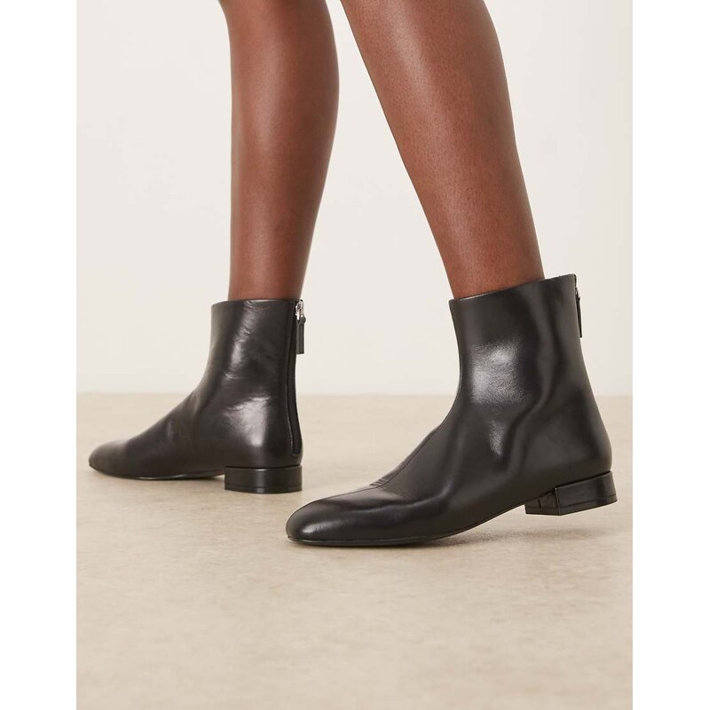 Mango zip detail heeled ankle boot in black