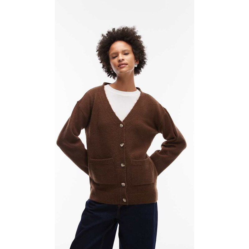 ASOS DESIGN knitted oversized cardigan in brown 115517524