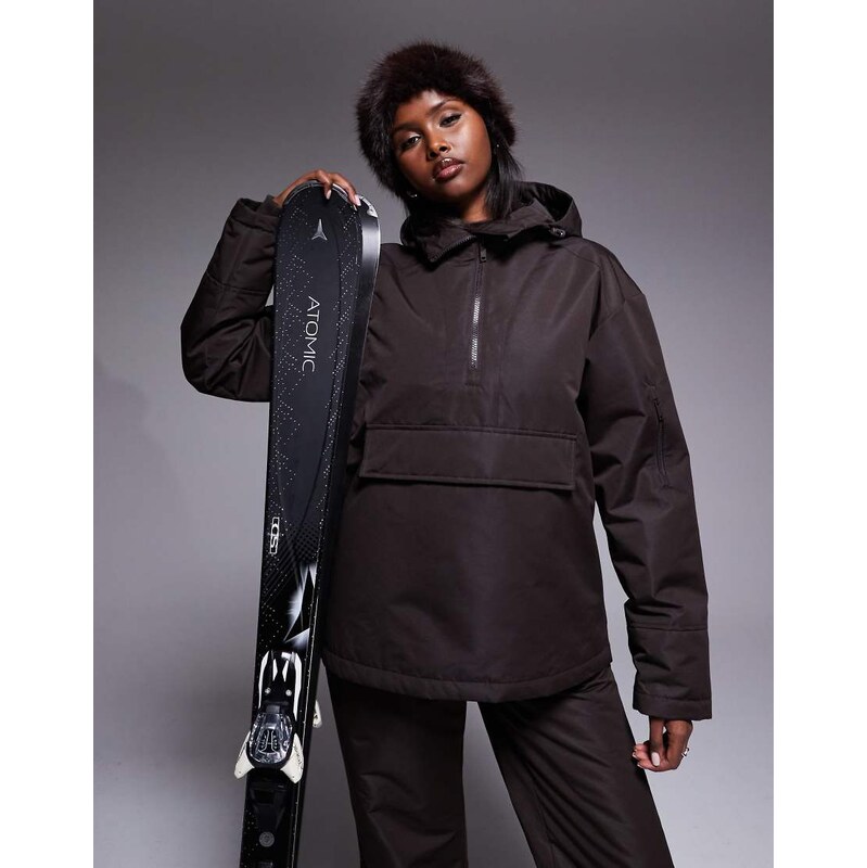 Threadbare Ski overhead jacket with hood in chocolate brown 109594020