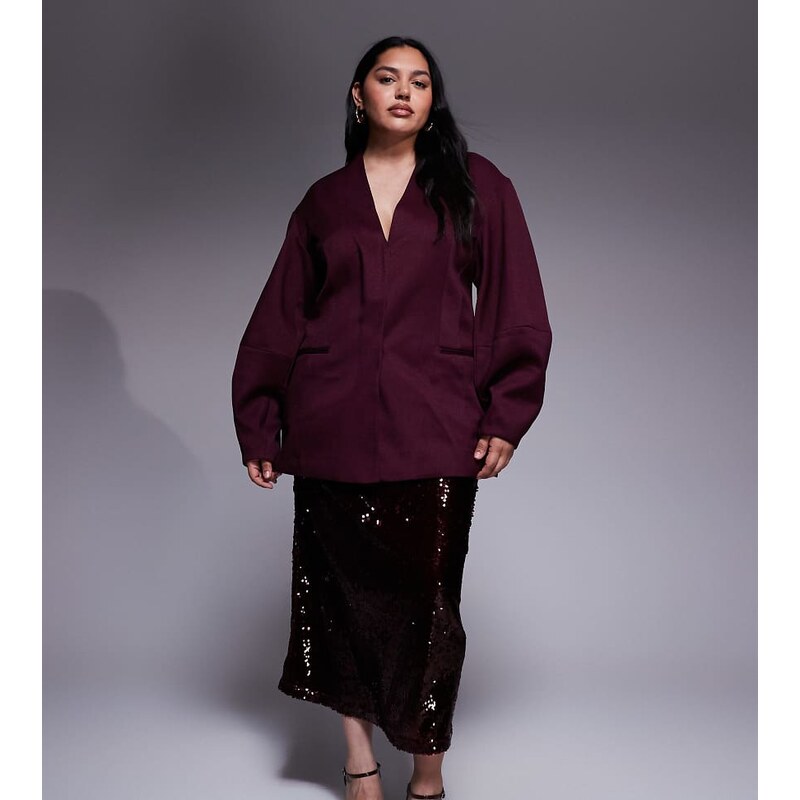 Renee Studio high waisted sequin maxi skirt in burgundy-Red 109837579