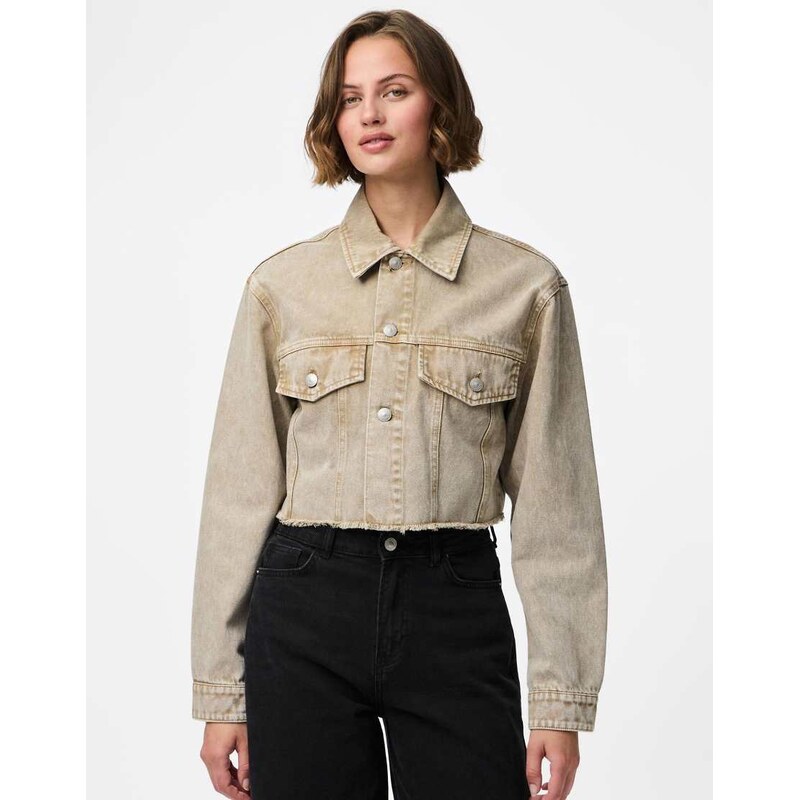 Pieces Denim jacket in sandshell-White 115504398