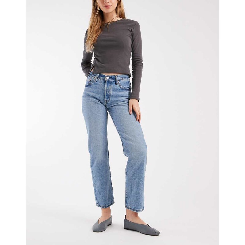 Levis 501 90s straight jeans in mid blue