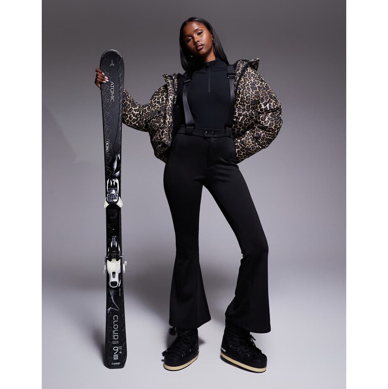 Threadbare Ski wide leg trousers with braces in black 115511846