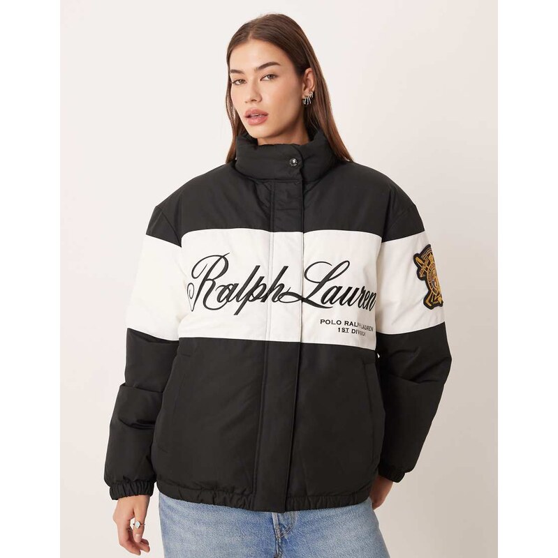Polo Ralph Lauren chest logo puffer coat in black