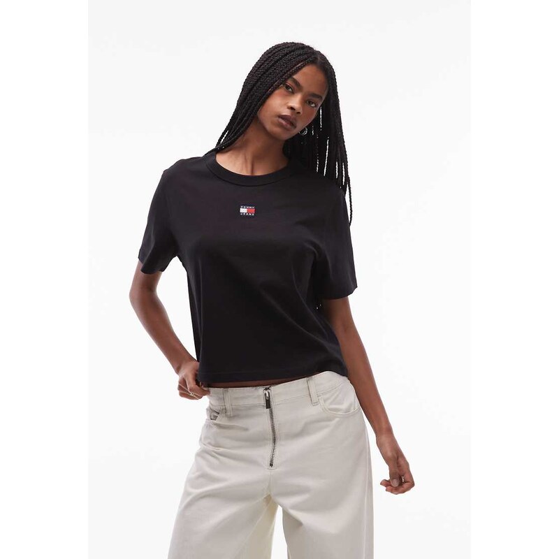 Tommy Jeans central badge boxy t-shirt in black