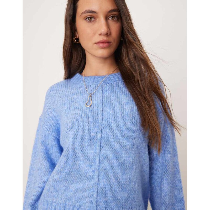 JDY seam detail knitted jumper in blue