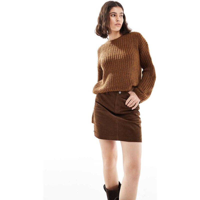 Threadbare cord mini skirt in chocolate brown