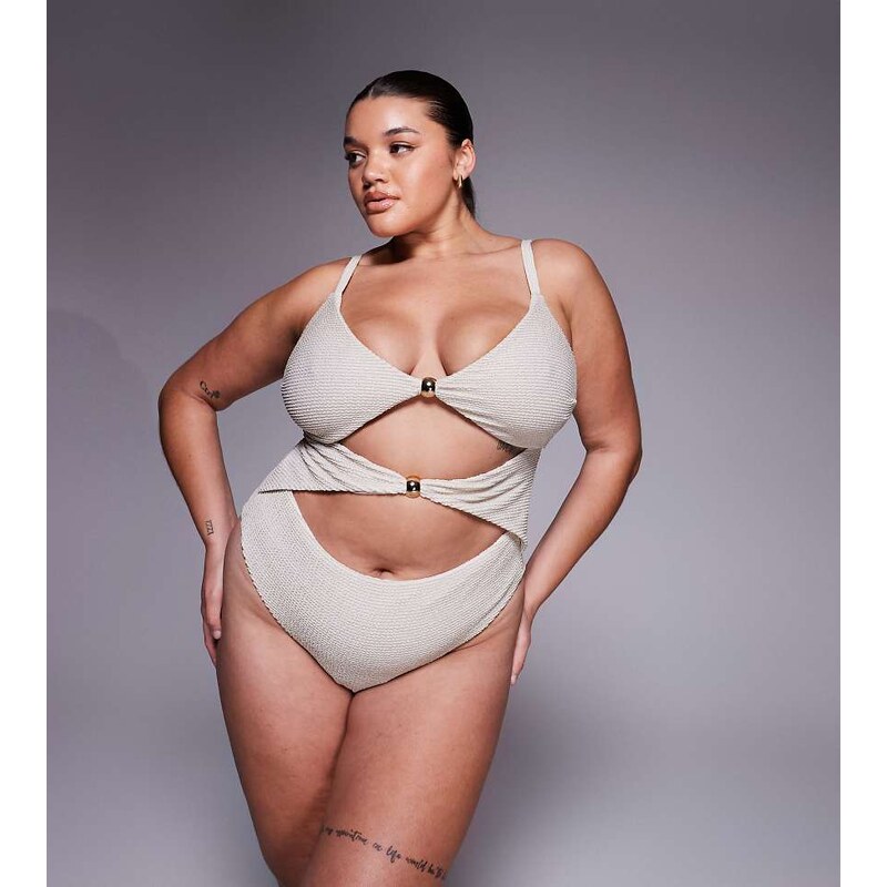 ASOS Curve ASOS DESIGN Curve Winter crinkle cut out swimsuit