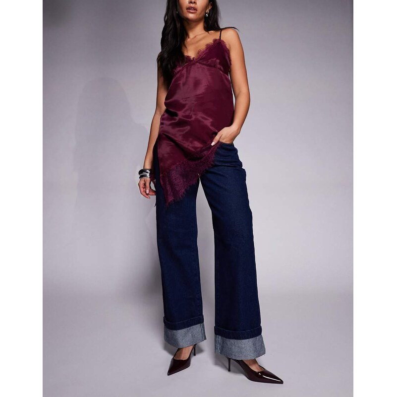 Abrand Jeans 99 low baggy turn up jeans in dark wash-Navy 109594189