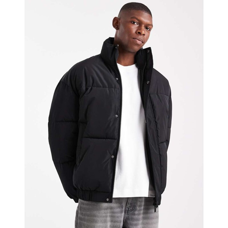 ONLY & SONS oversized cuffed puffer jacket in black