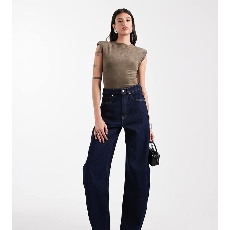 ASOS Tall ASOS DESIGN Tall high waisted barrel leg jeans in rinse wash 115516007