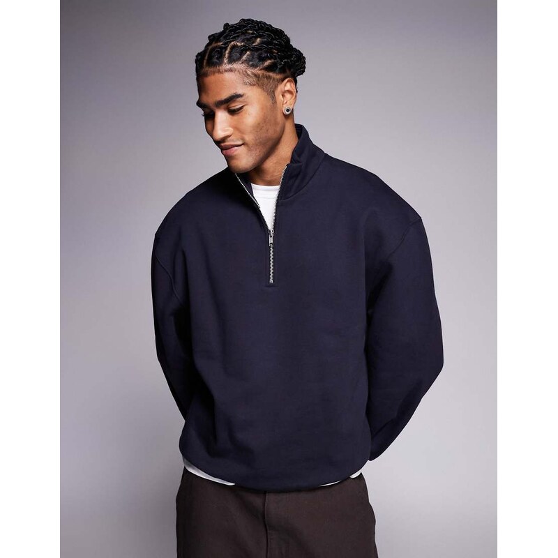 ASOS DESIGN premium heavyweight oversized quarter zip sweatshirt