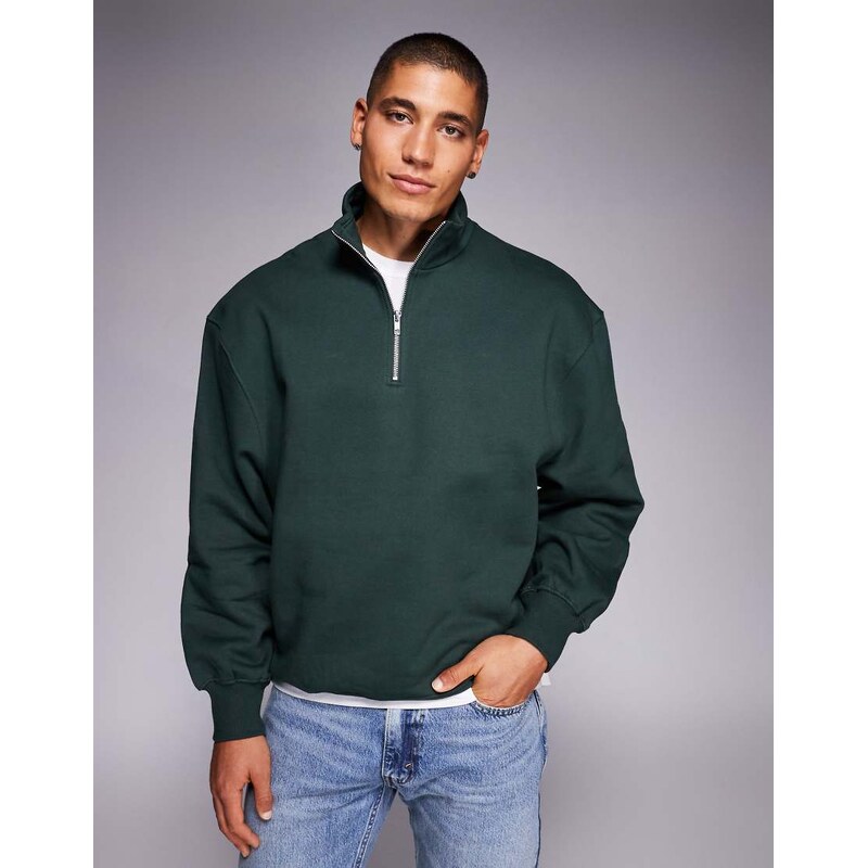 ASOS DESIGN premium heavyweight oversized quarter zip sweatshirt