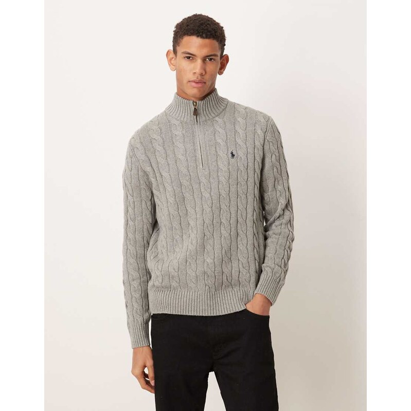 Polo Ralph Lauren Driver icon logo cotton cable half zip knit