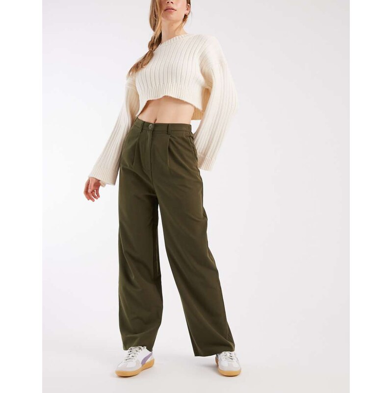 Miss Selfridge tailored wide leg trouser in olive-Blue