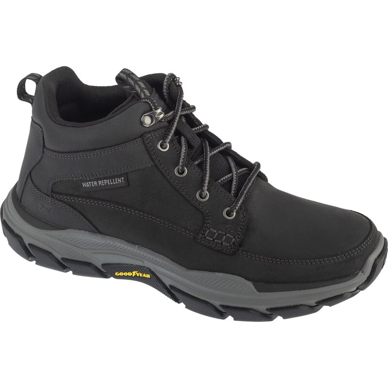 Černé pánské zimní kožené kotníkové boty Skechers Respected -