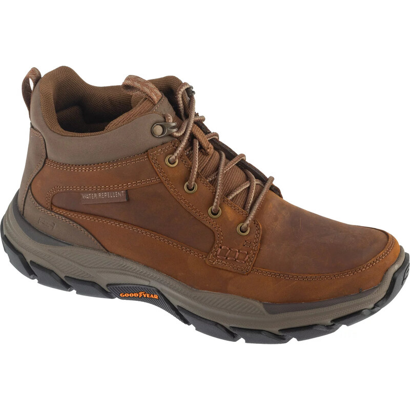 Hnědé pánské zimní kožené kotníkové boty Skechers Respected -
