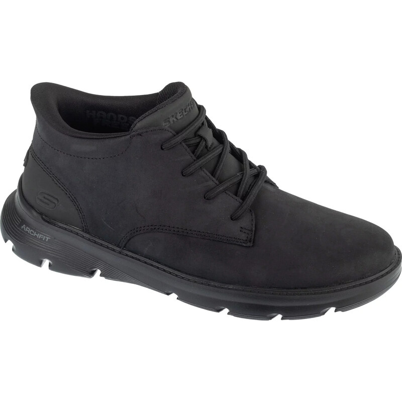 Černé pánské kožené kotníkové boty Skechers Slip-Ins: Arch Fit