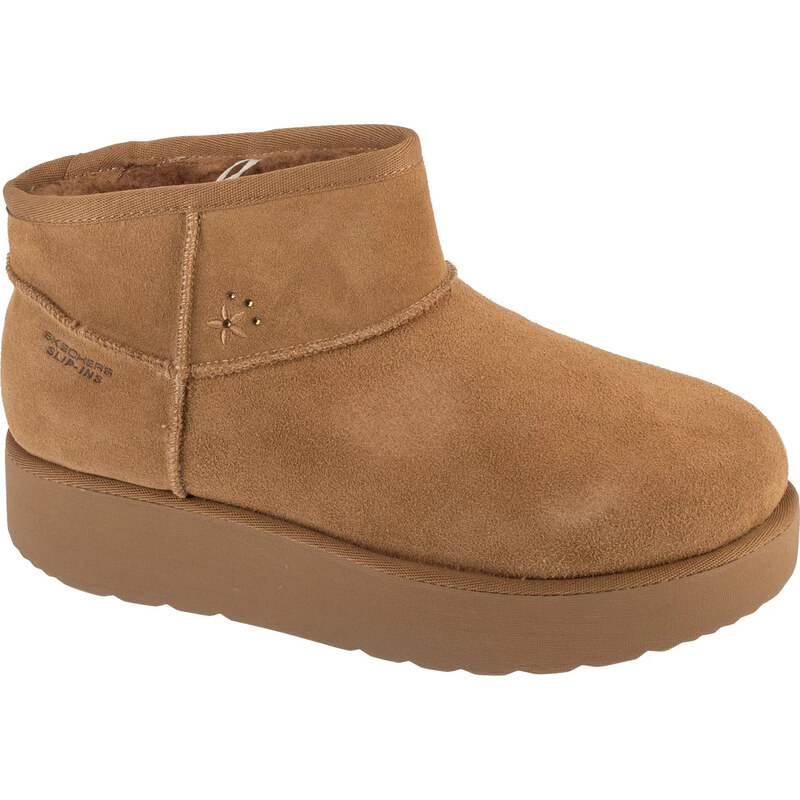 Hnědé dámské válenky na platformě Skechers Slip-Ins: Keep Cozy