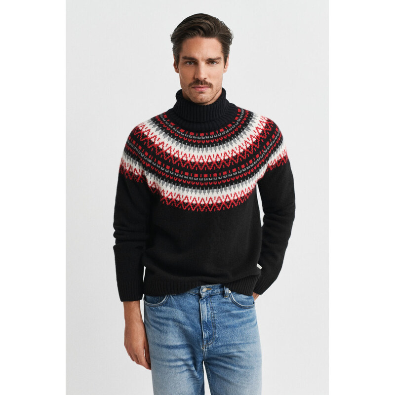 SVETR GANT FAIR ISLE TURTLENECK BLACK